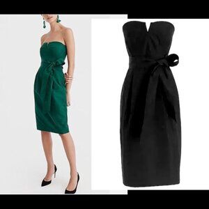 NWOT J crew Silk/Cotton Strapless dress in Faille black (00)